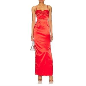 Superdown Vibrant Red Satin Dress